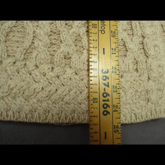 Carraigdonn Merino Wool Cardigan Sweater Large Chunky Cable Knit Cream Ireland - Picture 6 of 9